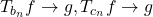 T_{b_n} f \to g, T_{c_n} f \to g