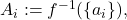 A_i:=f^{-1}(\{a_i\}),