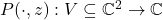 P(\cdot,z): V \subseteq \mathbb{C}^2 \to \mathbb{C}