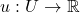u: U \to \mathbb{R}