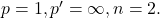 p=1, p'=\infty, n=2.